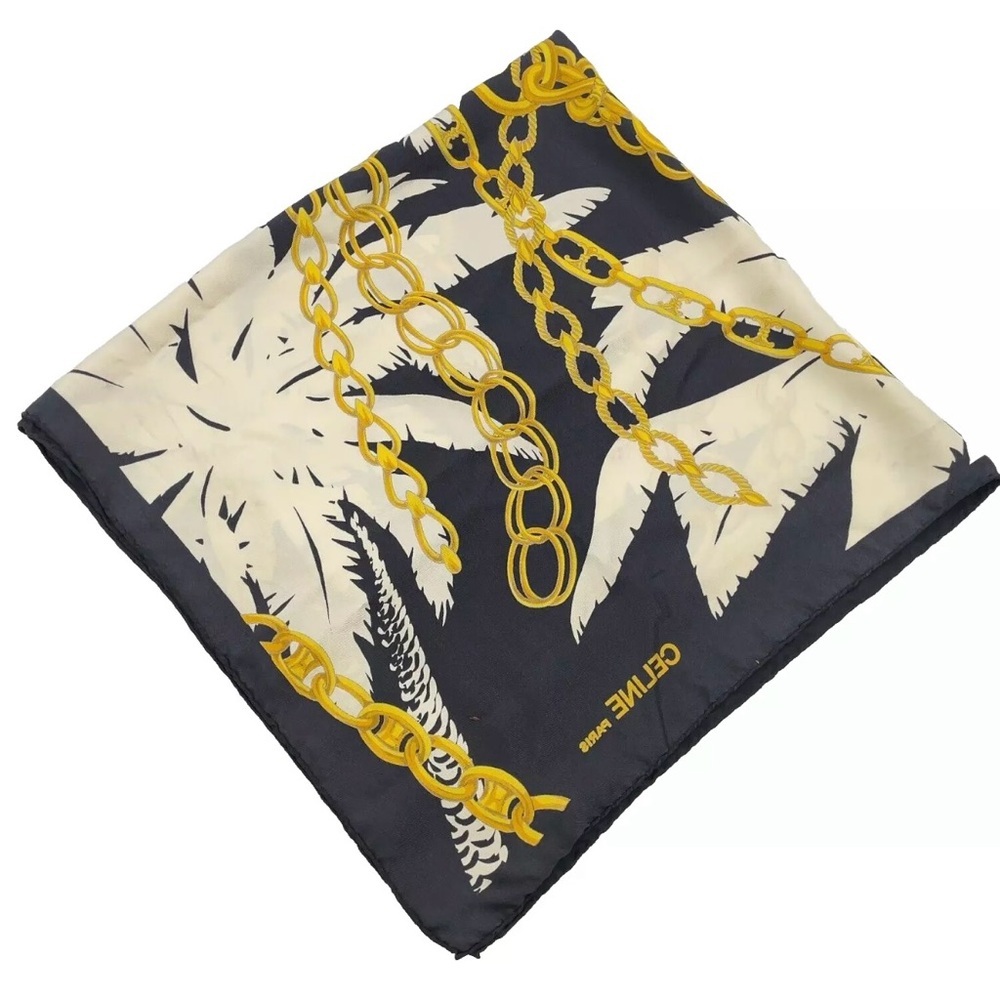Authentic Celine Black and White Belt Pattern Silk Scarf - Picture 16 of 16